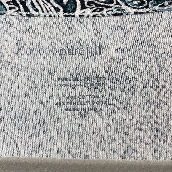 Pure Jill J. Jill Printed Soft-V-Neck Top Paisley Size XL - Picture 5 of 8